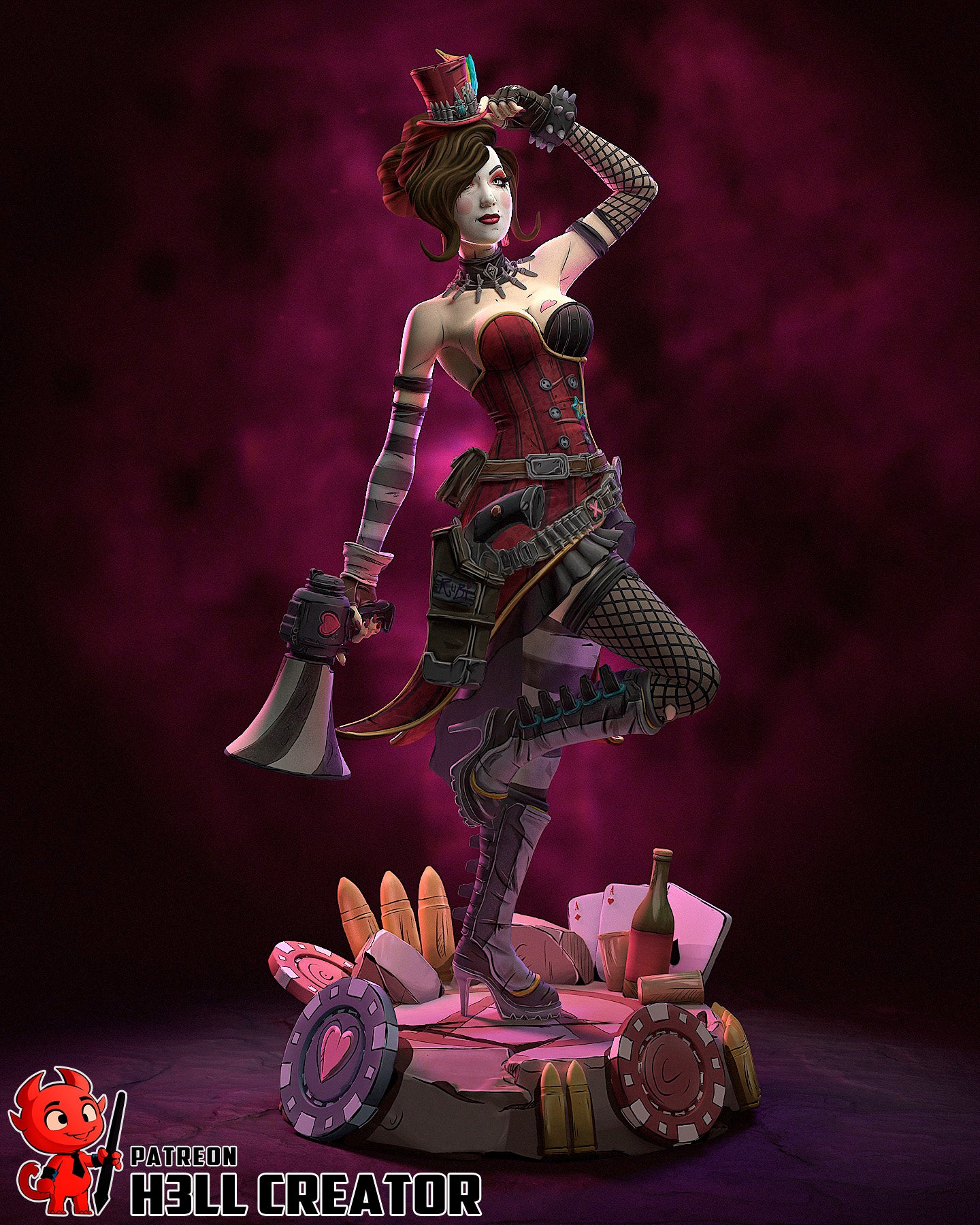 Moxxi- Borderlands - 3D Printed Statue / Bust Model Kit 10 Scale