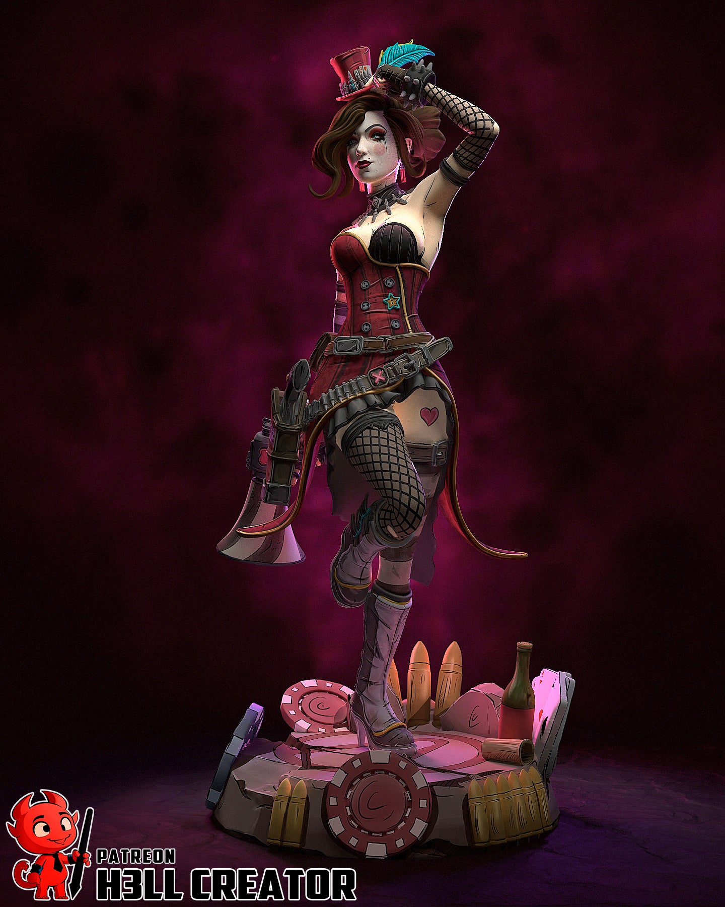 Moxxi- Borderlands - 3D Printed Statue / Bust Model Kit 10 Scale