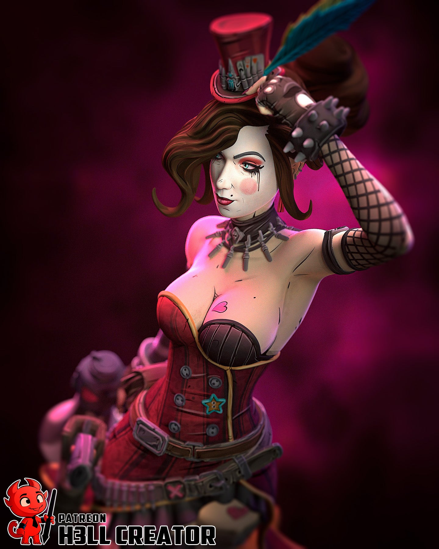 Moxxi- Borderlands - 3D Printed Statue / Bust Model Kit 10 Scale