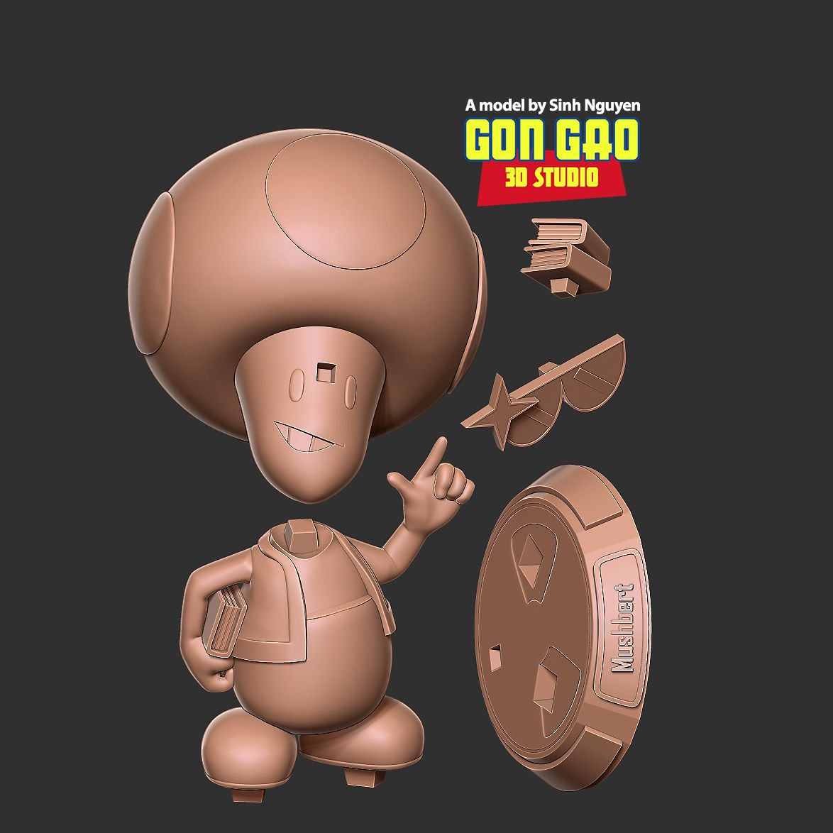 Mushbert - Toad - 3d Printed Model  Kit