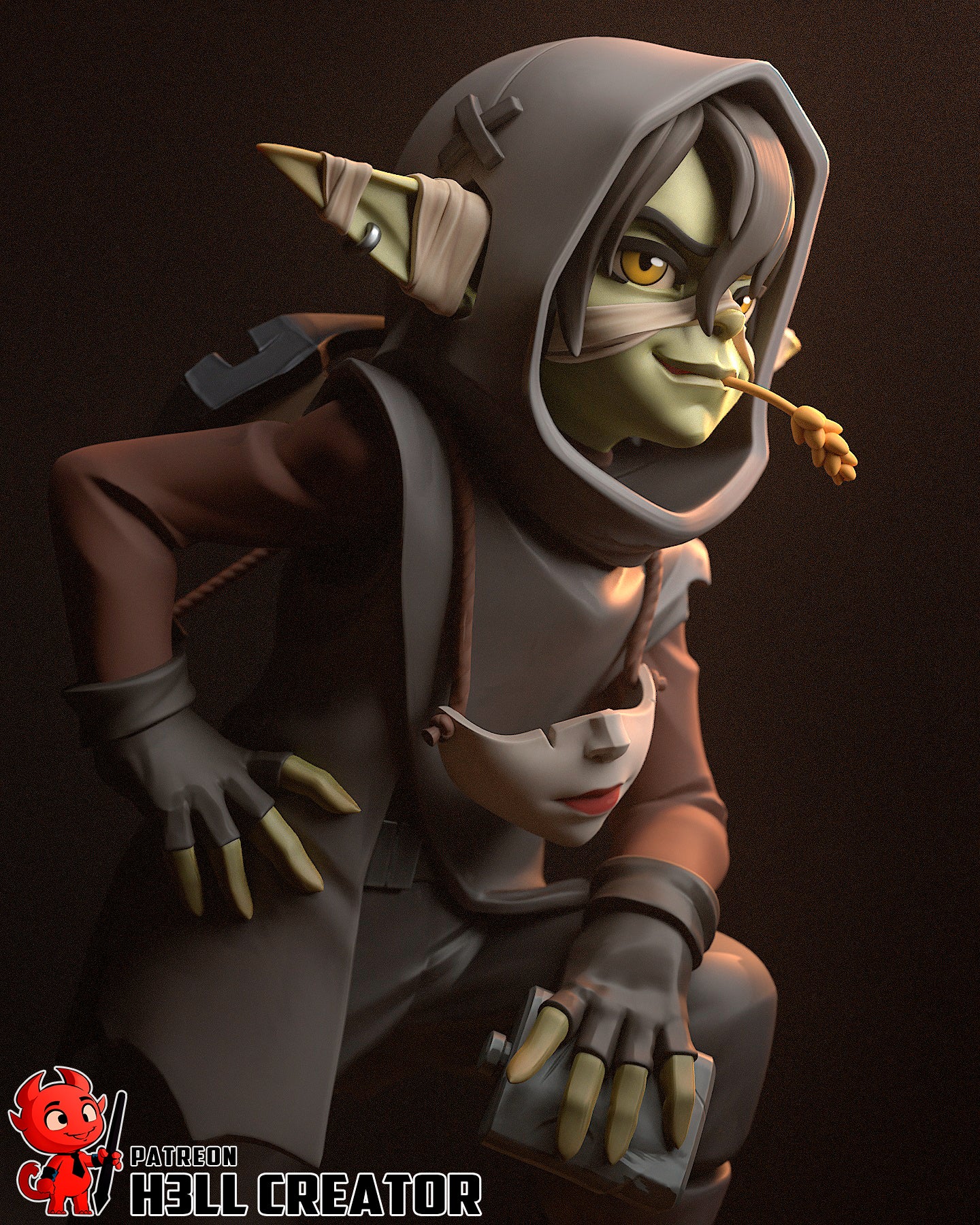 Nott the Brave 3D Printed Statue  or Bust Model Kit - 1:10 Scale
