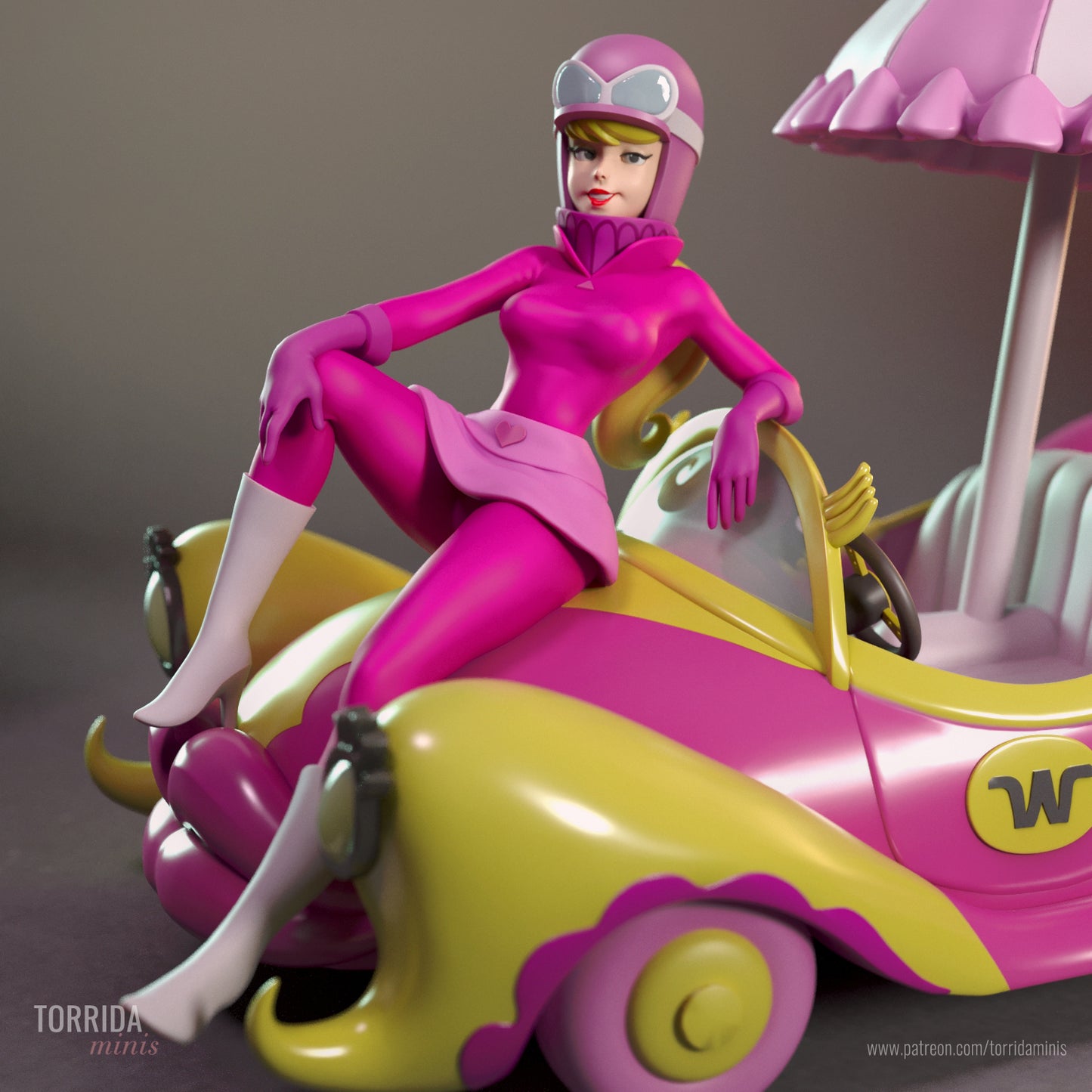 Penelope - Wacky Races - 3D Printed Statue - 10 Scale