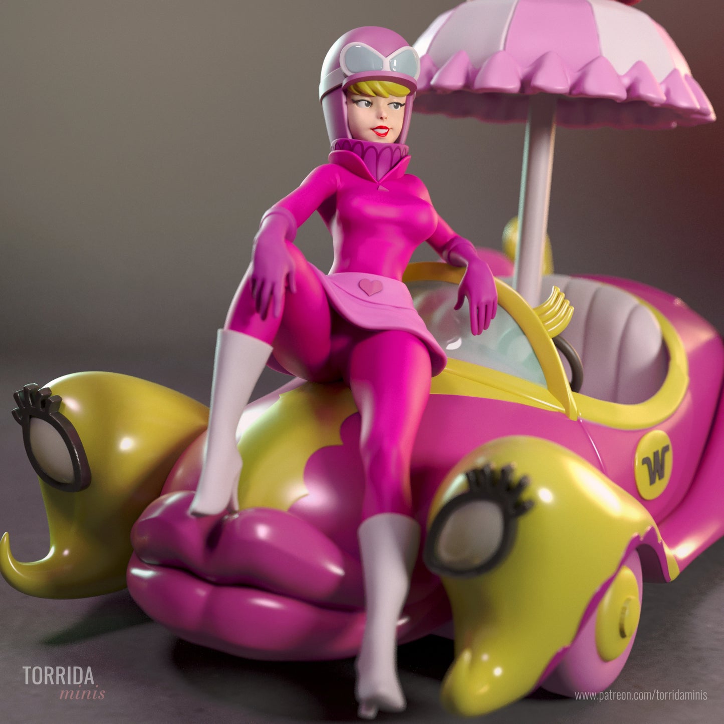 Penelope - Wacky Races - 3D Printed Statue - 10 Scale