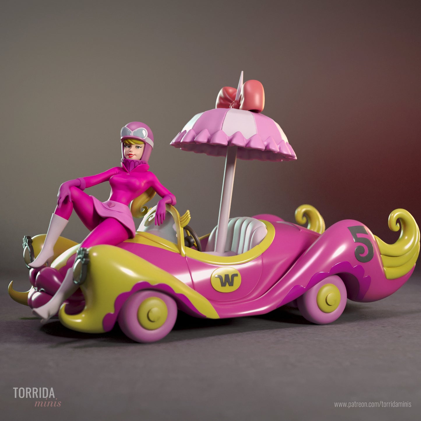 Penelope - Wacky Races - 3D Printed Statue - 10 Scale