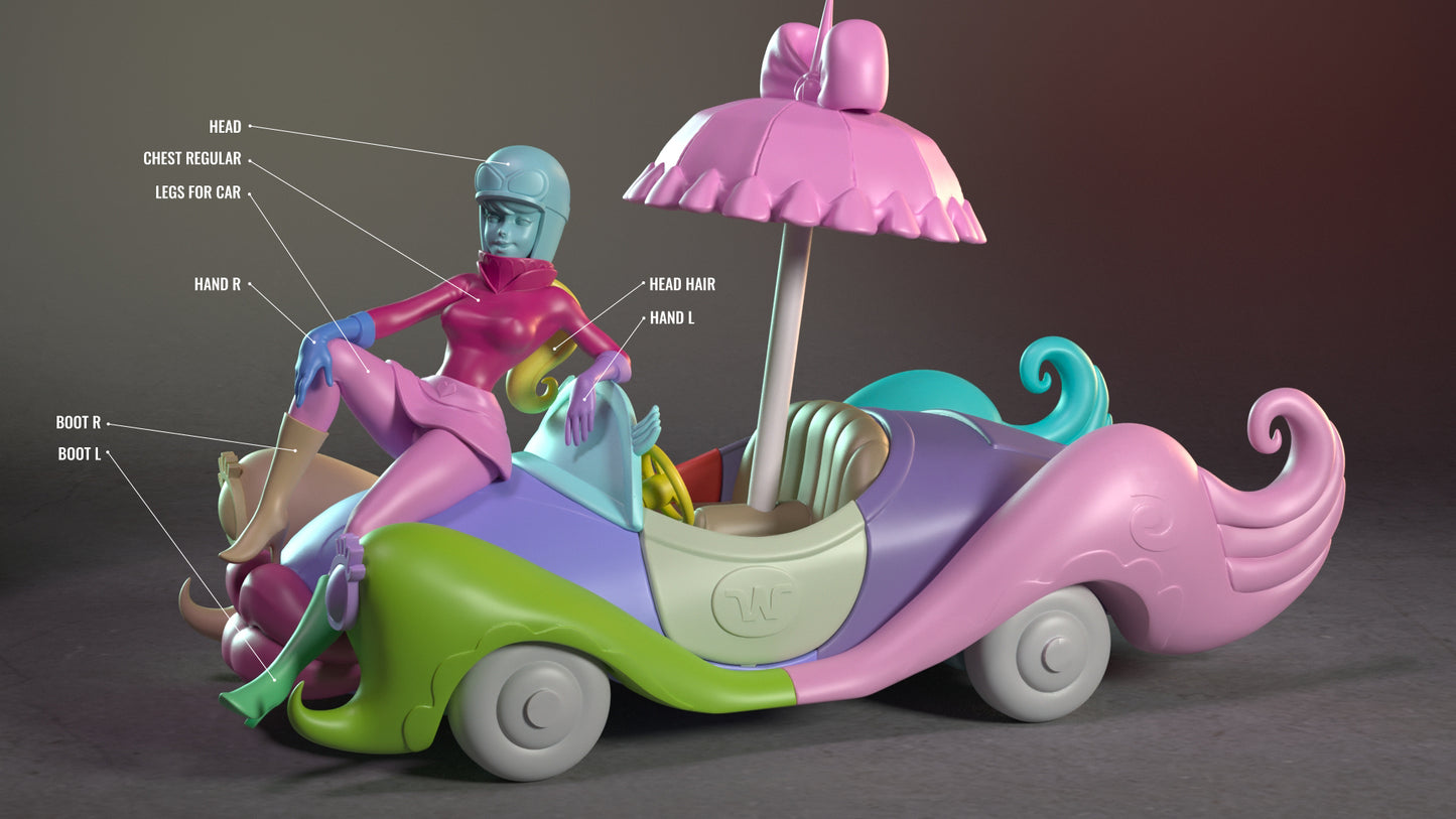 Penelope - Wacky Races - 3D Printed Statue - 10 Scale