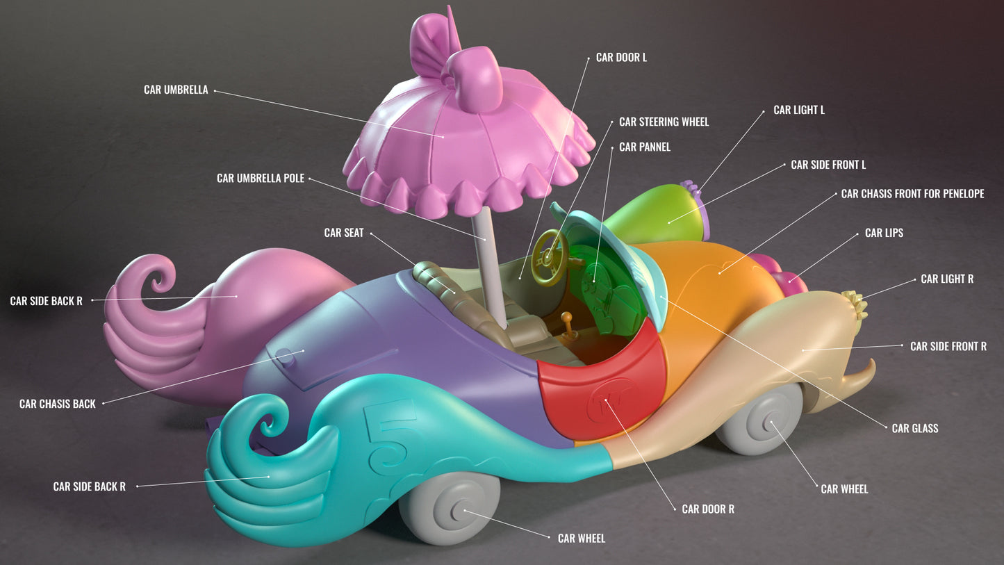 Penelope - Wacky Races - 3D Printed Statue - 10 Scale