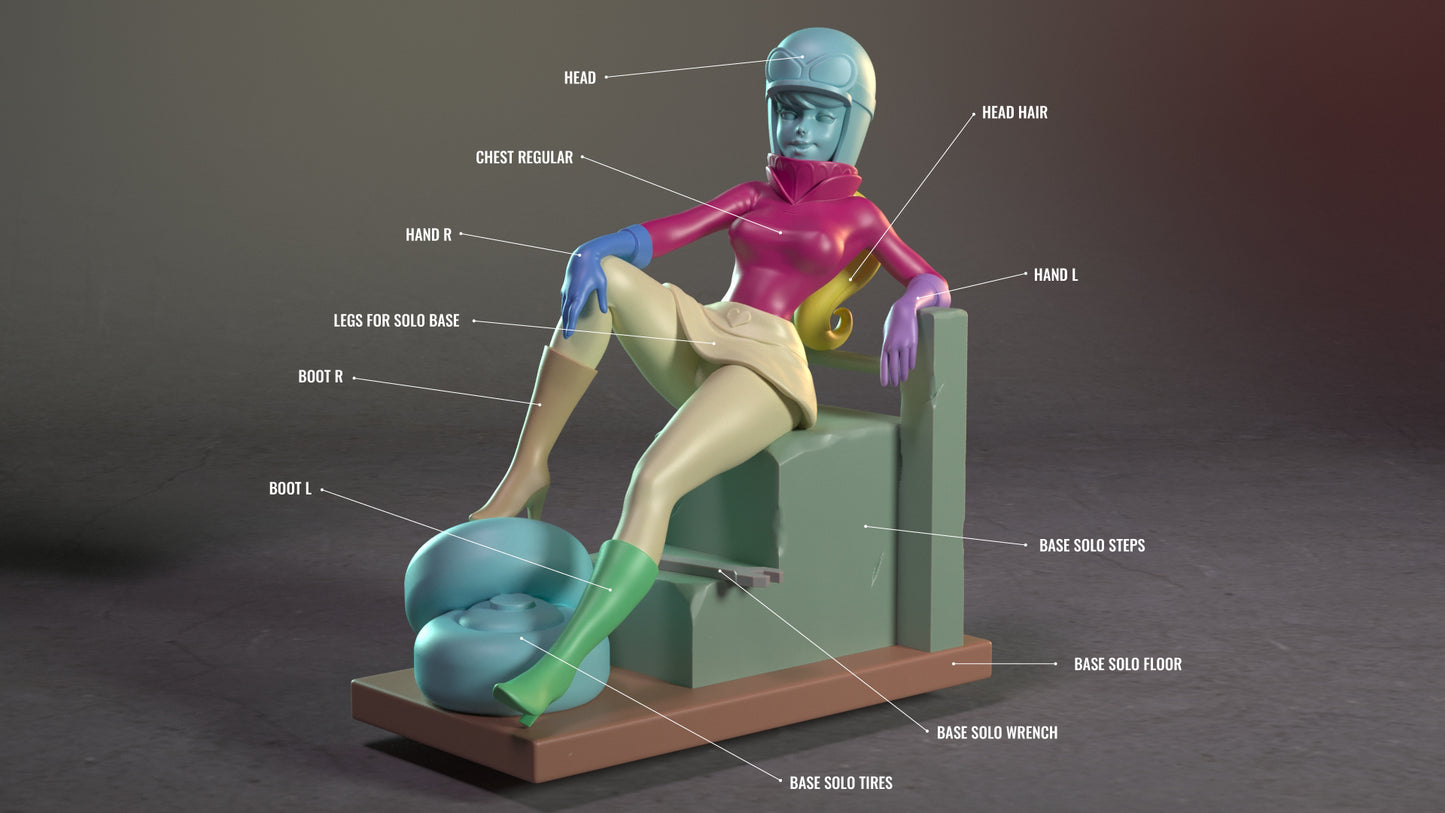 Penelope - Wacky Races - 3D Printed Statue - 10 Scale