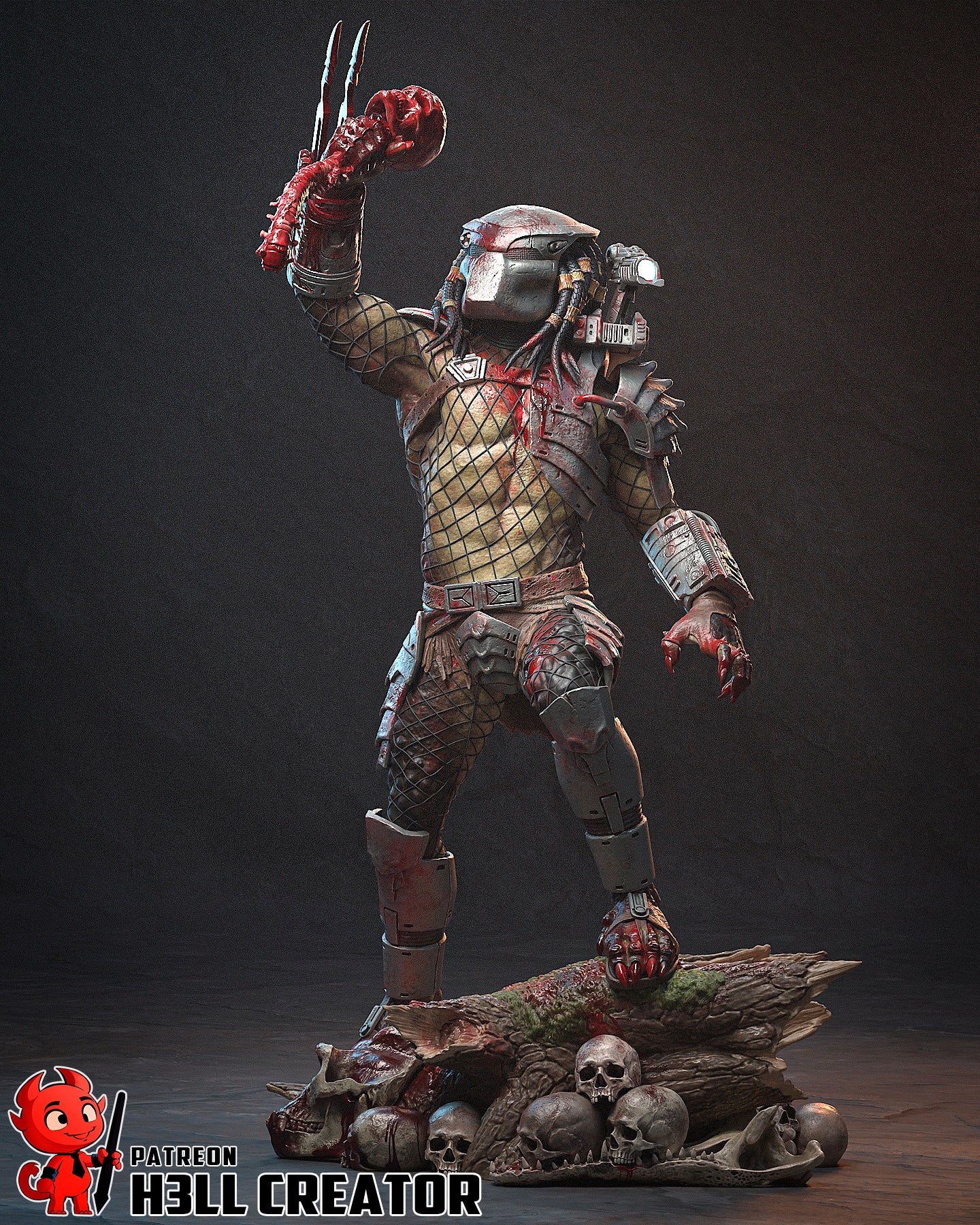 Predator 3D Printed Statue  or Bust Model Kit