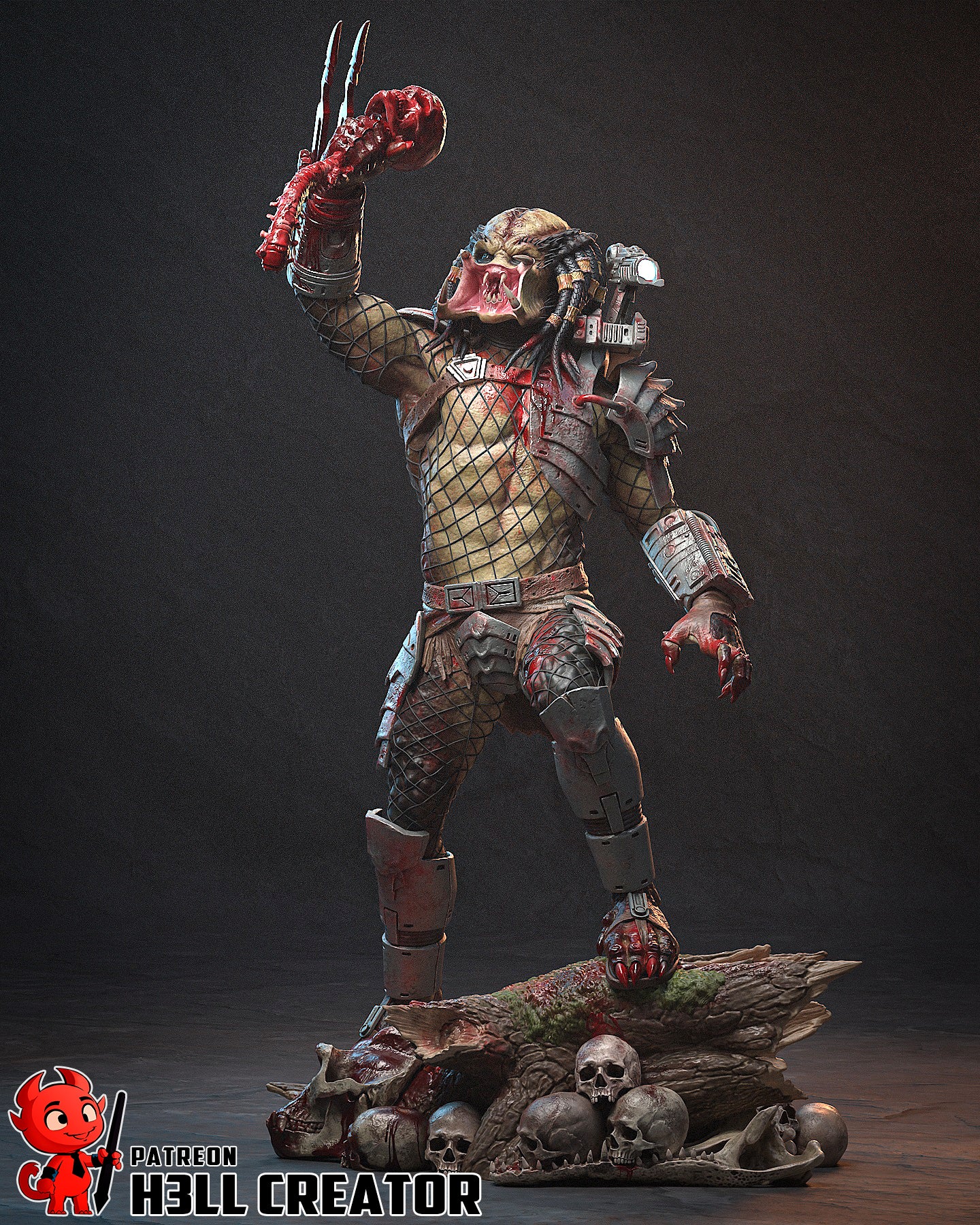 Predator 3D Printed Statue  or Bust Model Kit