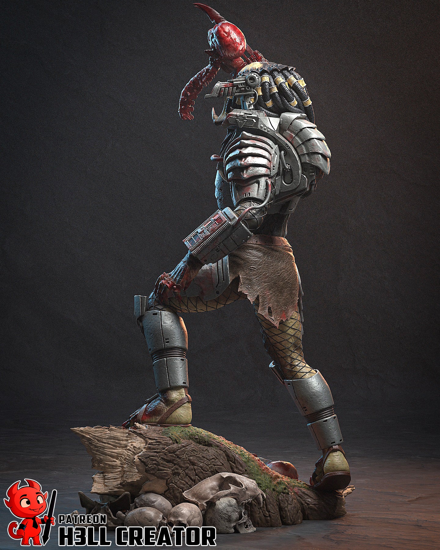 Predator 3D Printed Statue  or Bust Model Kit