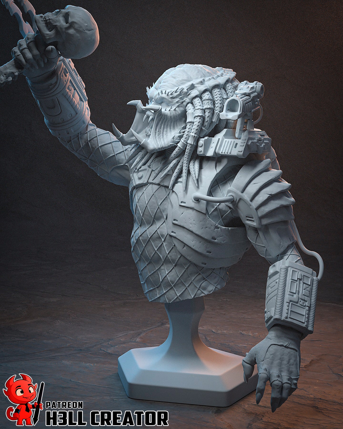 Predator 3D Printed Statue  or Bust Model Kit