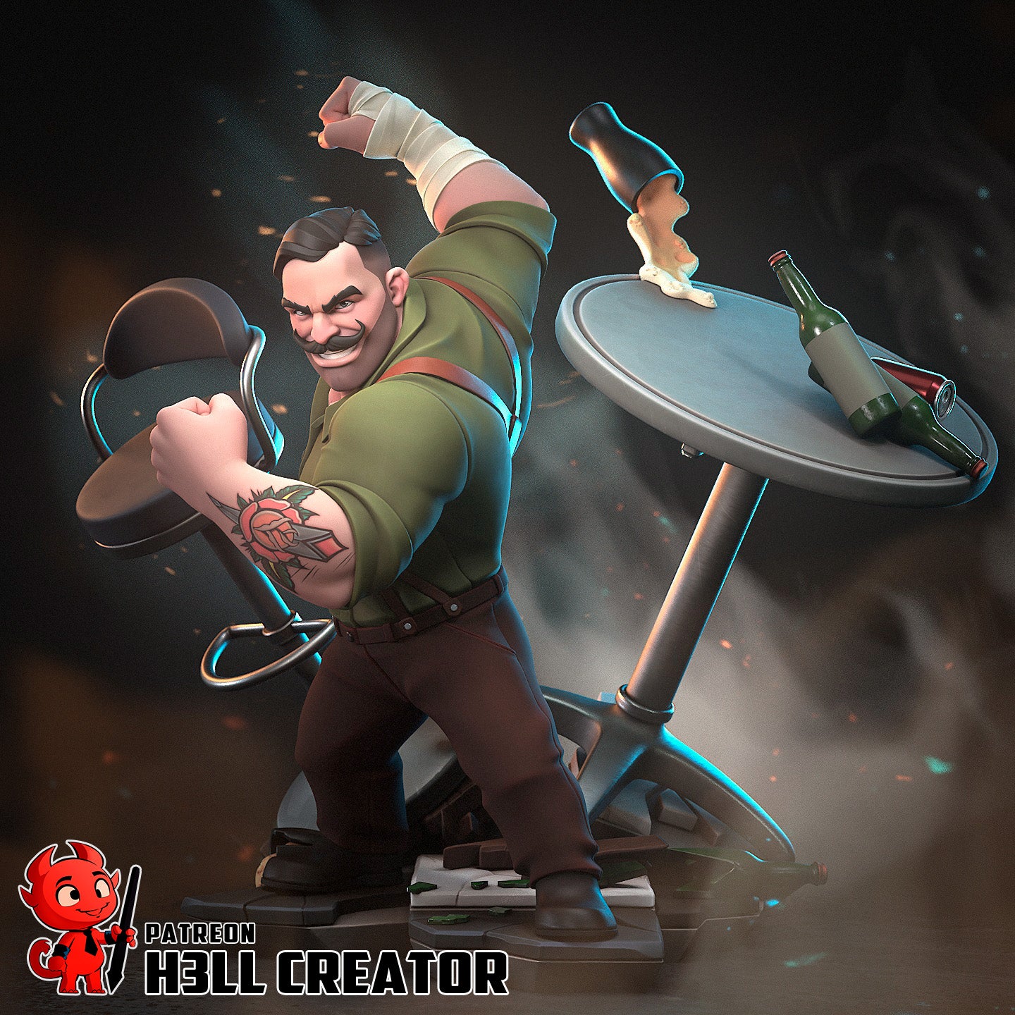 Punch Up - 3D Printed Model Statue/Bust - 10 Scale