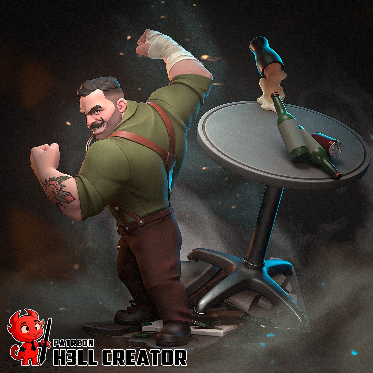 Punch Up - 3D Printed Model Statue/Bust - 10 Scale