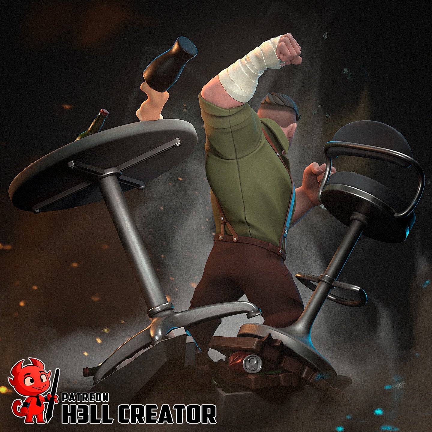 Punch Up - 3D Printed Model Statue/Bust - 10 Scale
