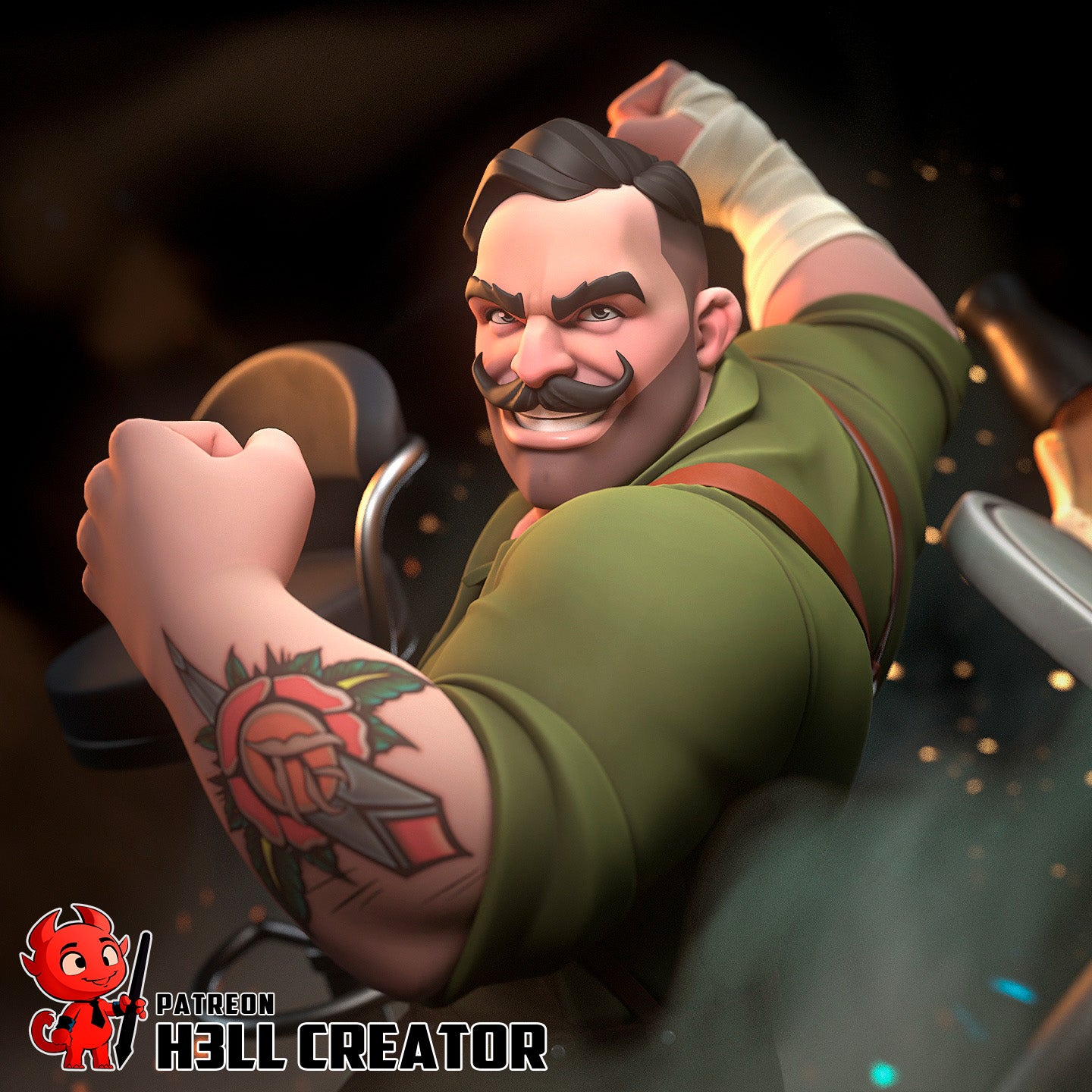 Punch Up - 3D Printed Model Statue/Bust - 10 Scale