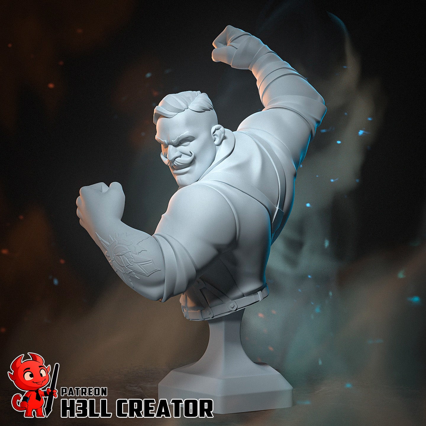 Punch Up - 3D Printed Model Statue/Bust - 10 Scale