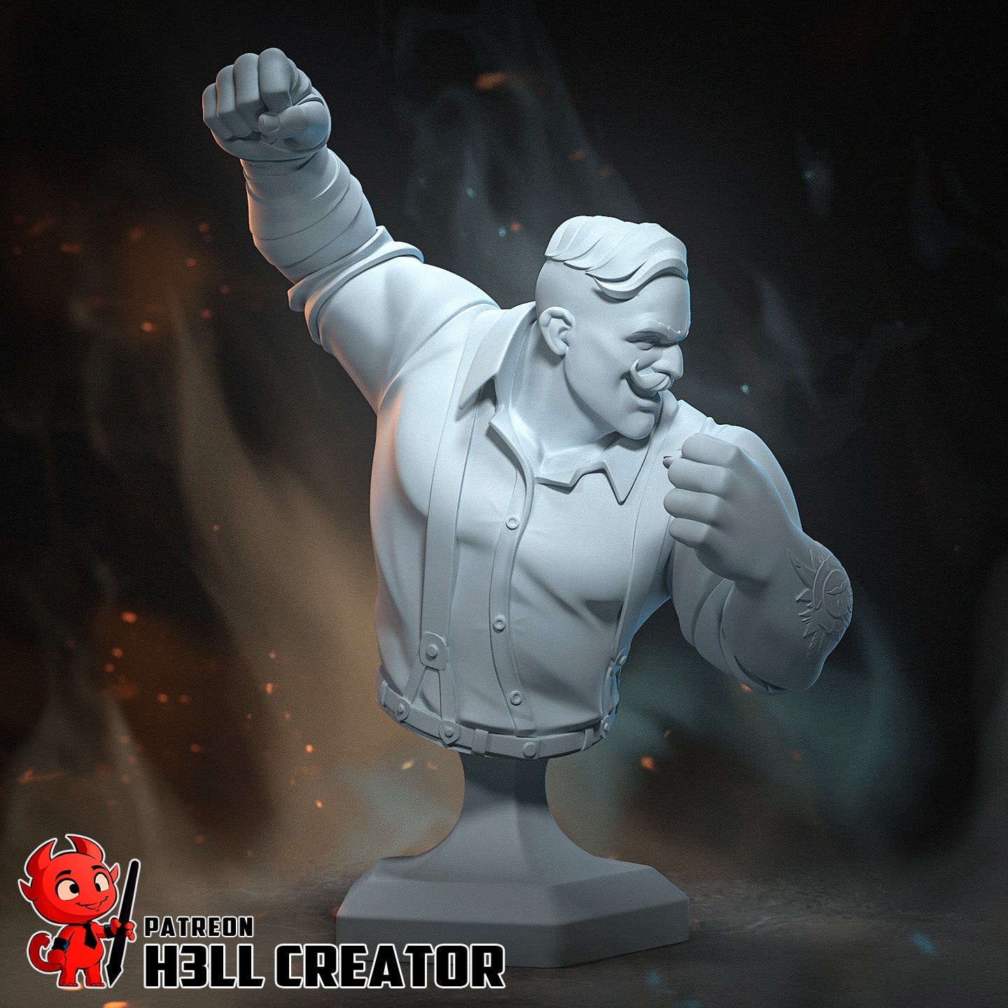 Punch Up - 3D Printed Model Statue/Bust - 10 Scale
