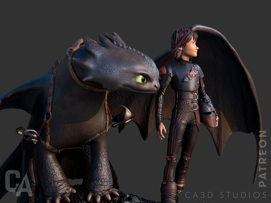 Toothless Hiccup Statue 12 Scale 3D Print Model