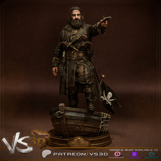 Black Beard - Edward Teach - 3D Printed Statue - 10 Scale