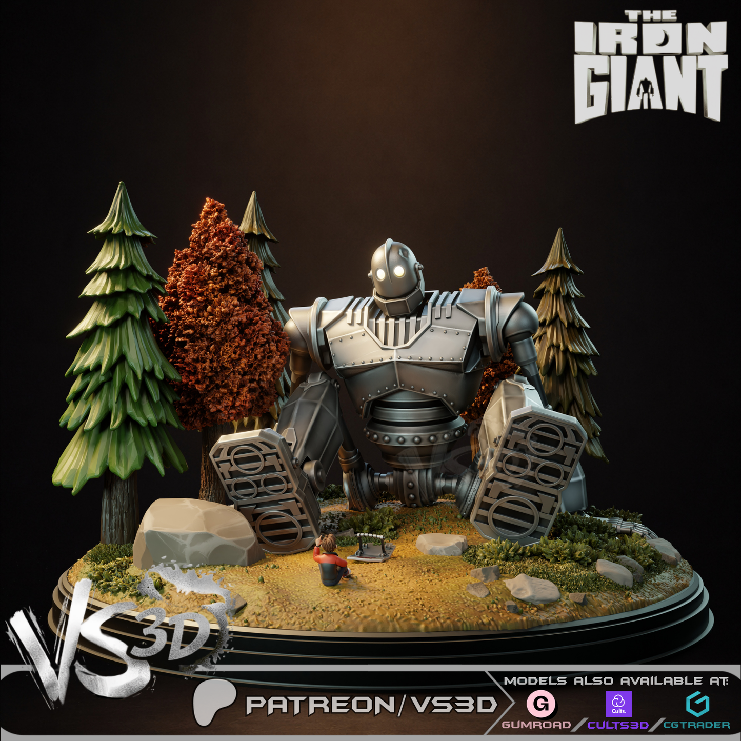 The Iron Giant Diorama - 3D Printed Statue - 8 Scale