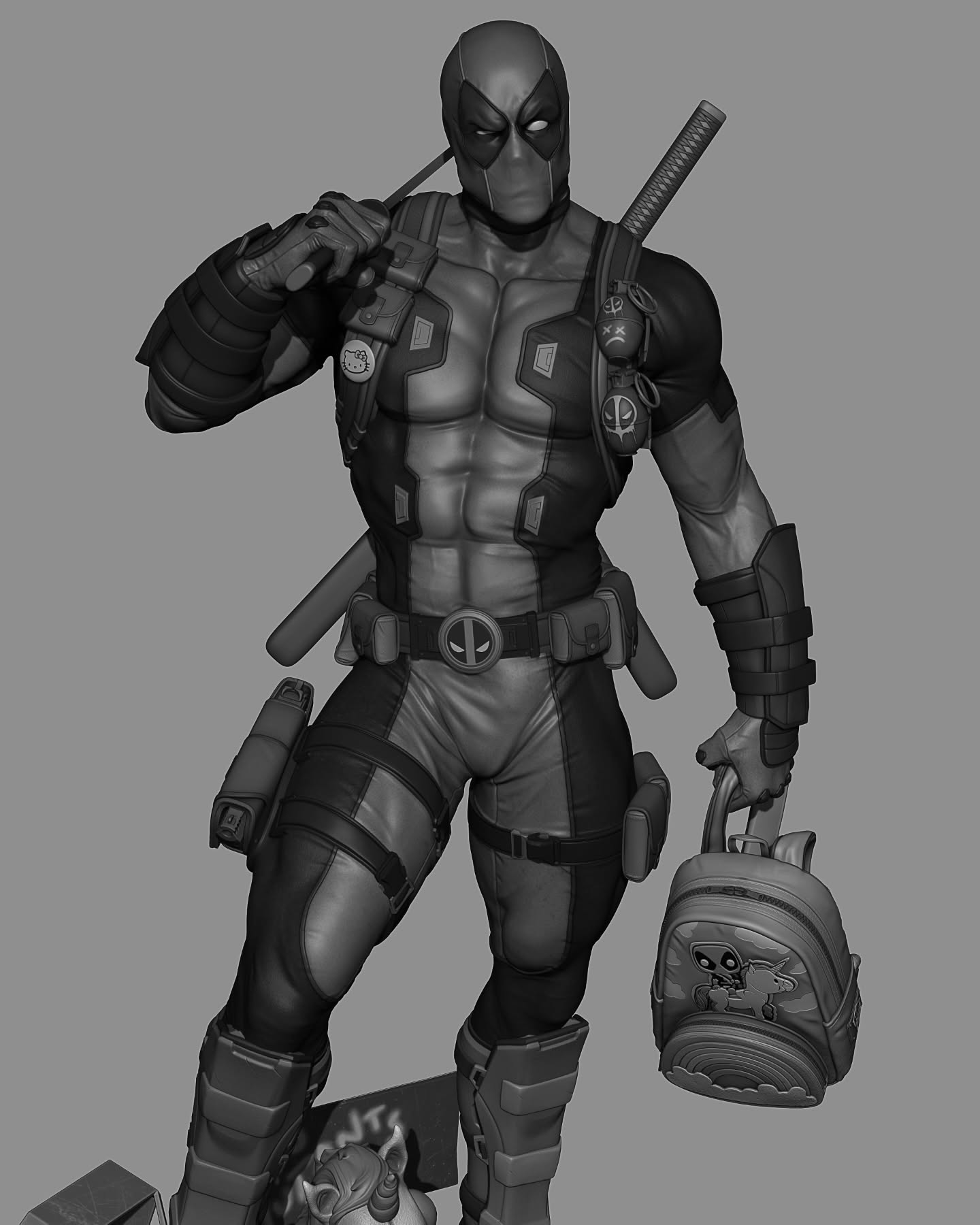 Deadpool - 3D Printed Statue Sculpture - 9 & 6 Scale