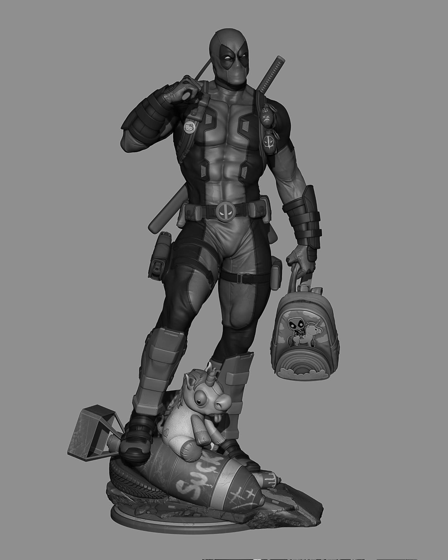 Deadpool - 3D Printed Statue Sculpture - 9 & 6 Scale