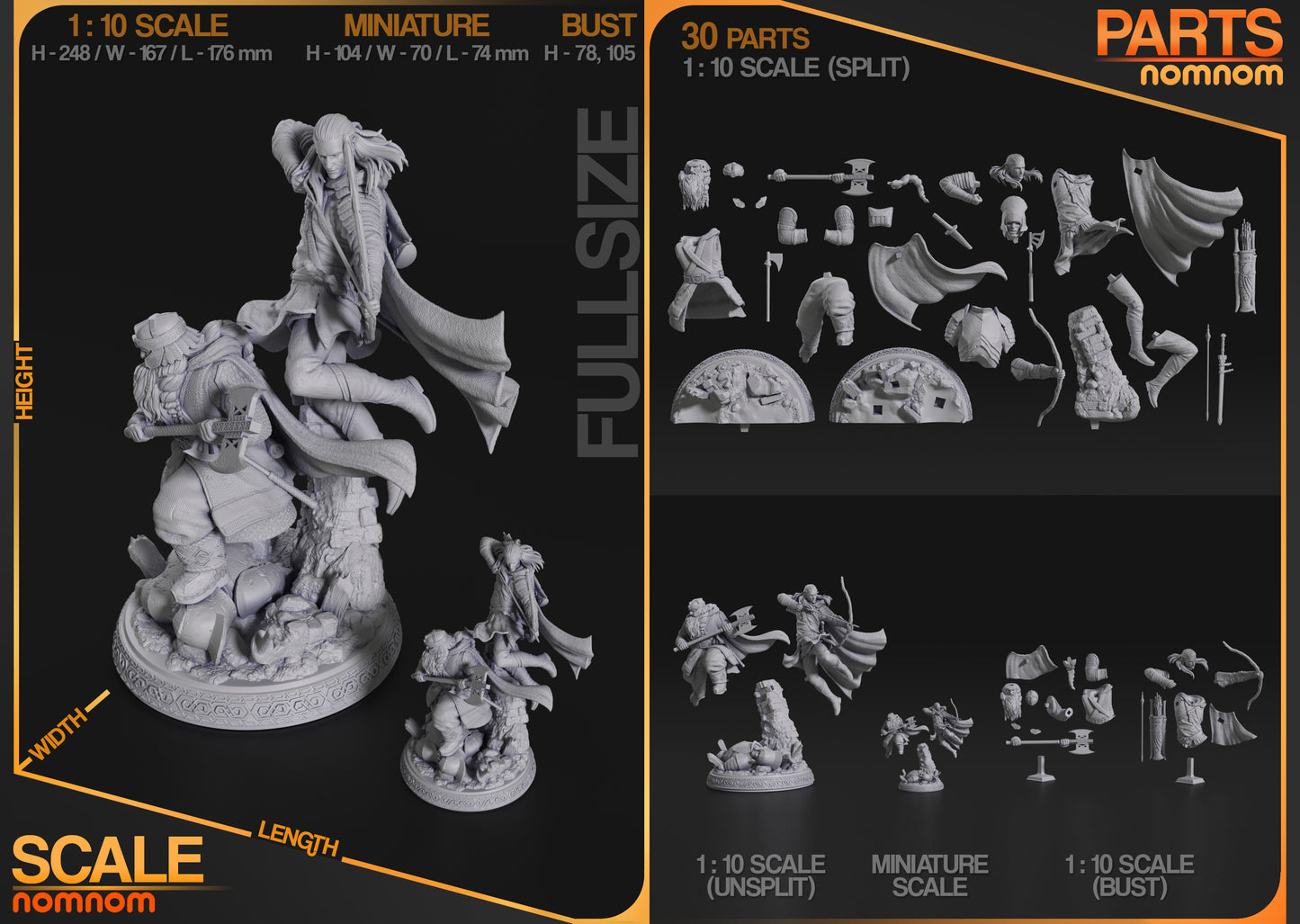 Gimli & Legolas (Lord of the Rings) - 3D Print Fan Art - Various Scales