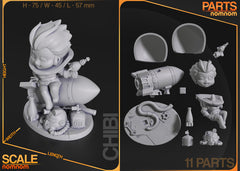 Nuka Girl - Chibi - Fallout - 3d print kit - 75mm