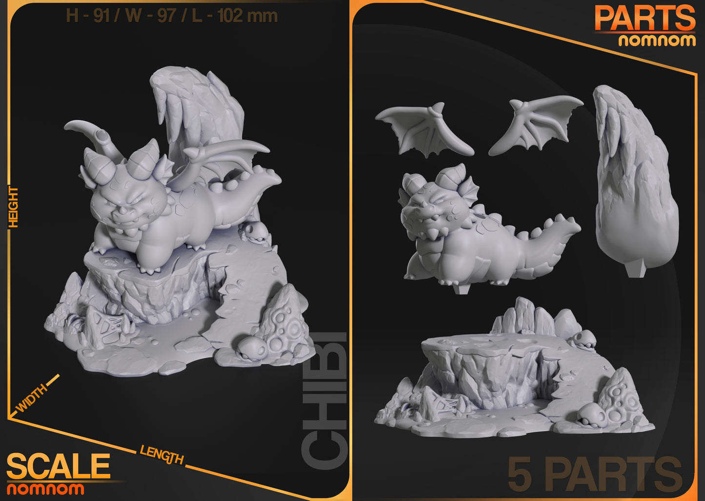 Chibi Themberchaud (D&D) - 3D Print - Model Kit - (Nom Nom)