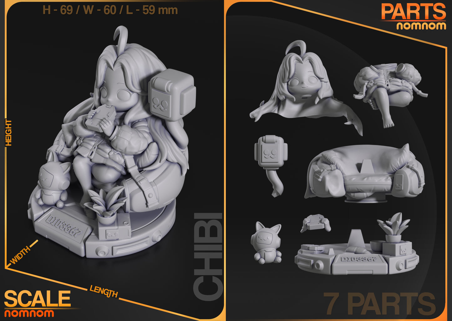 Chibi - Diana Pragmata - 3D printed Statue Model kit