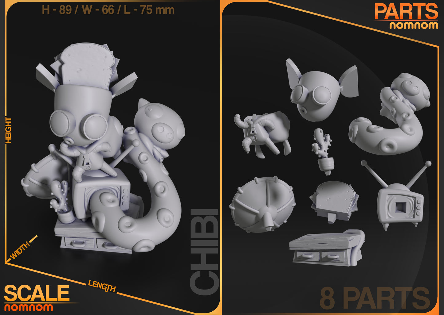 Chibi Gir (Invader Zim) 3d Printed Model Kit