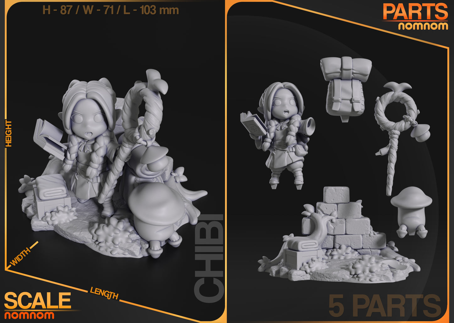 Chibi Marcille (Dungeon Meshi) - 3D Print - Model Kit - (Nom Nom)