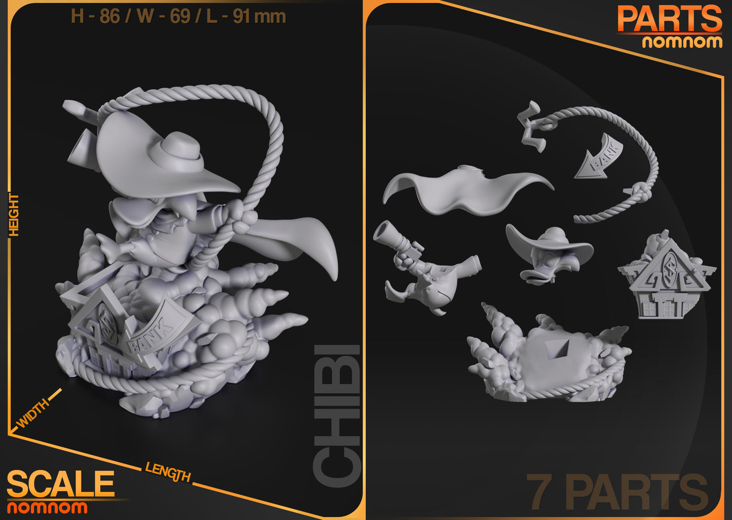 Darkwing Duck (Chibi Fan Art) 3d Printed Model Kit