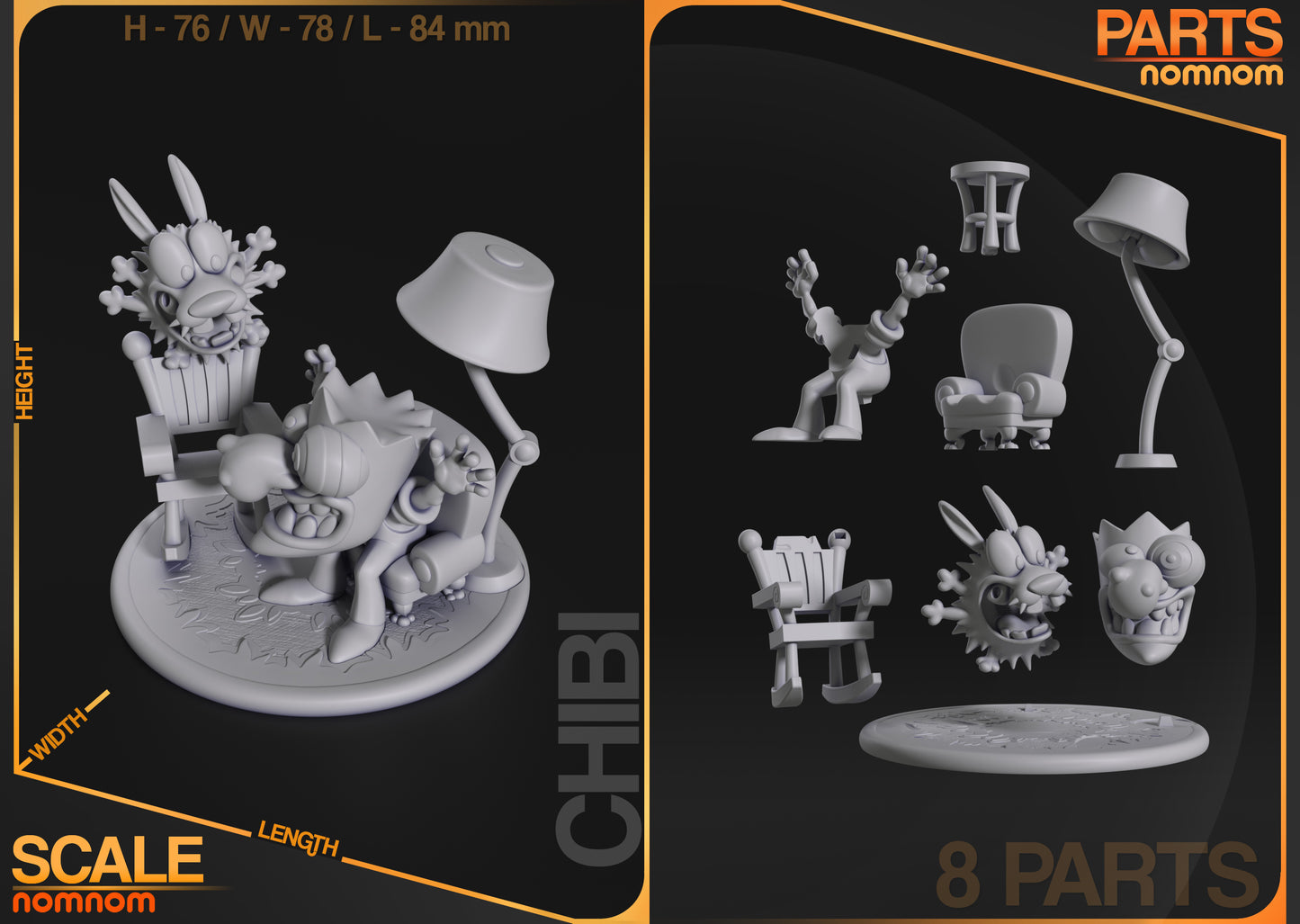 Courage the Cowardly Dog (Chibi) 3D Printed Model Kit