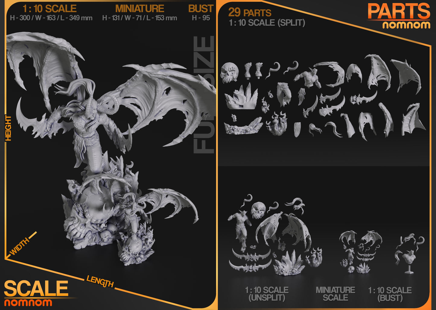 Illidan Stormrage - World of Warcraft - 3D Print - Model Kit - (Nom Nom)