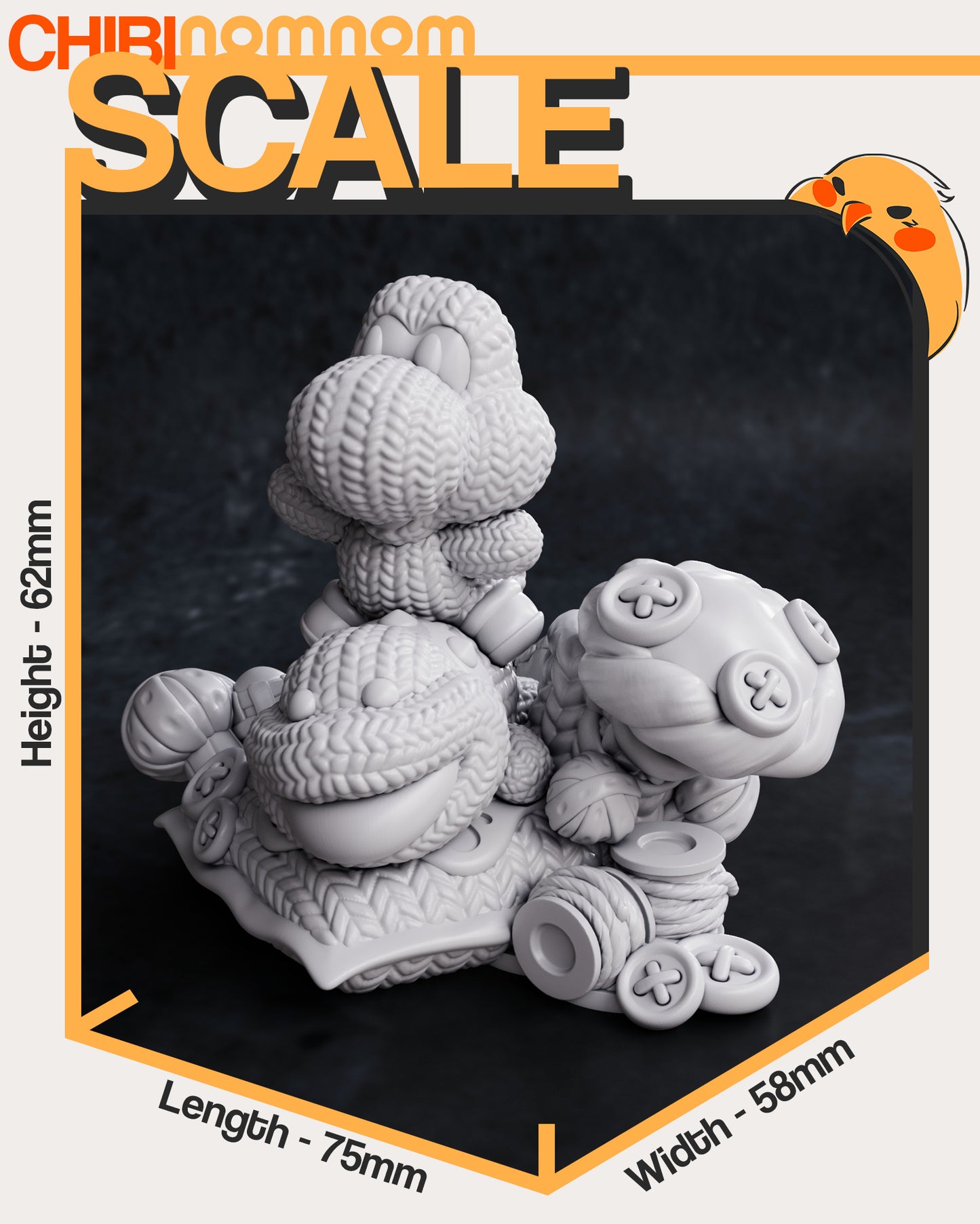 Yoshi Wooly World Chibi - 62mm 3D Printed Model Kit
