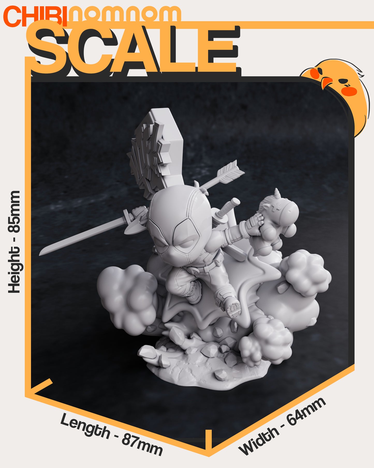 Deadpool (Chibi) - 3D Print - Model Kit - (Nom Nom)