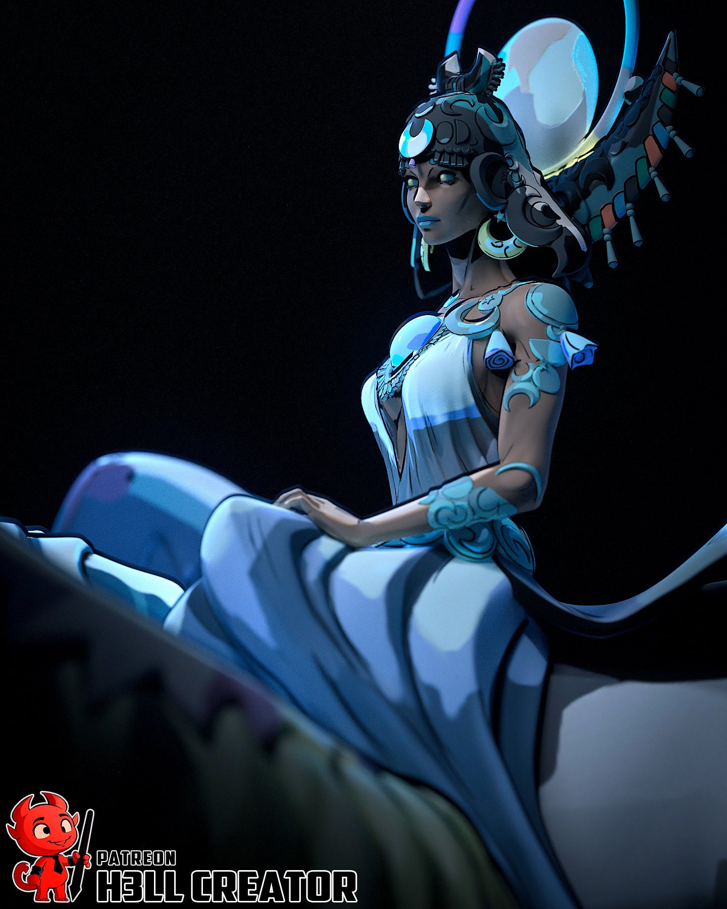 Selena (Hades II) 3D Printed Bust and Statue Model Kit - 1:10 Scale