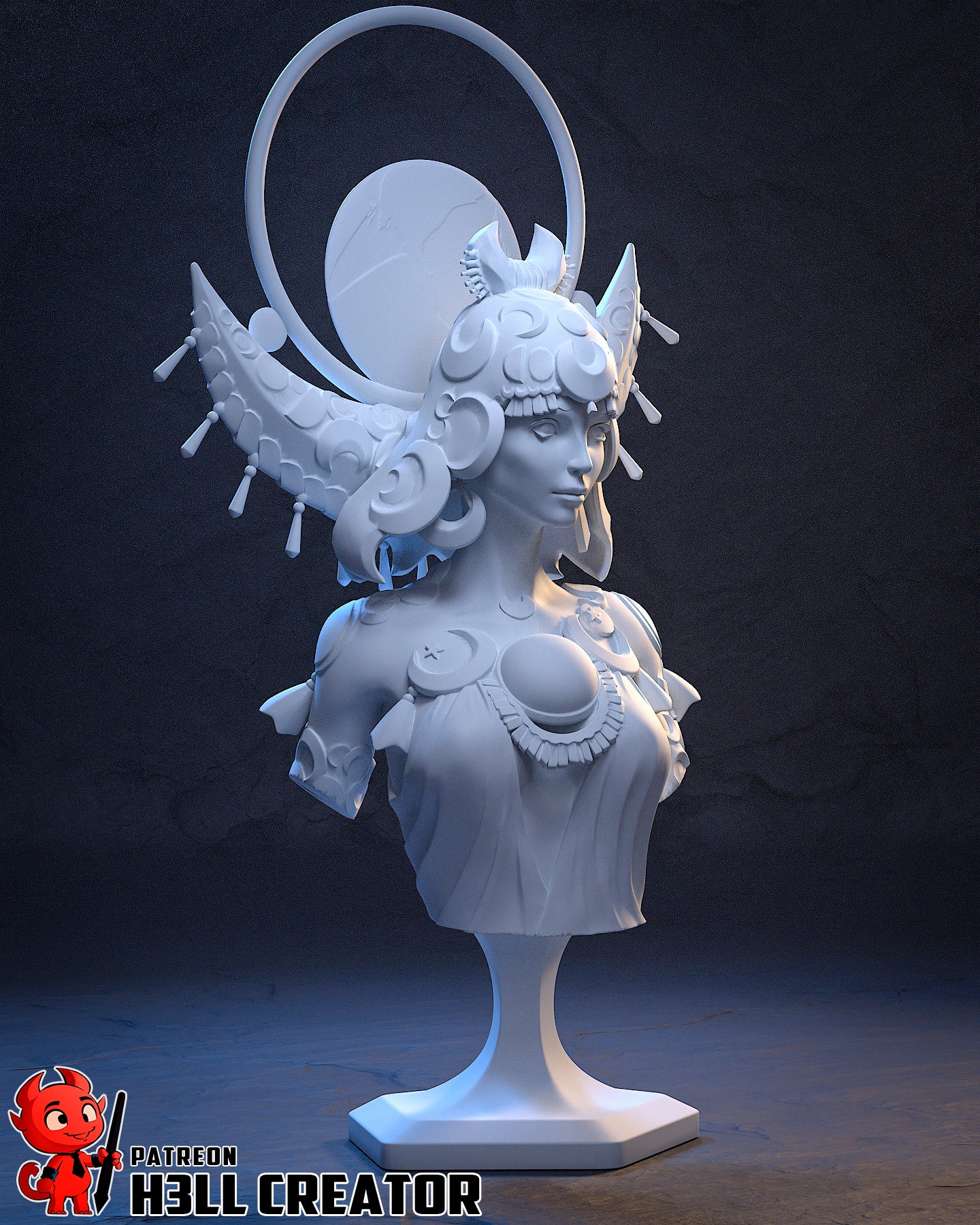 Selena (Hades II) 3D Printed Bust and Statue Model Kit - 1:10 Scale