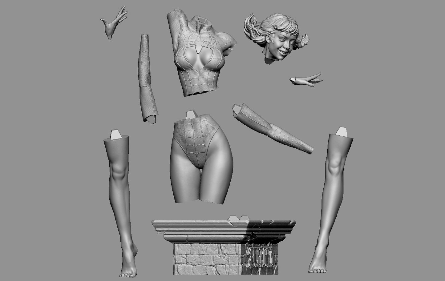 Spidergirl -  3D printed Statue Model kit