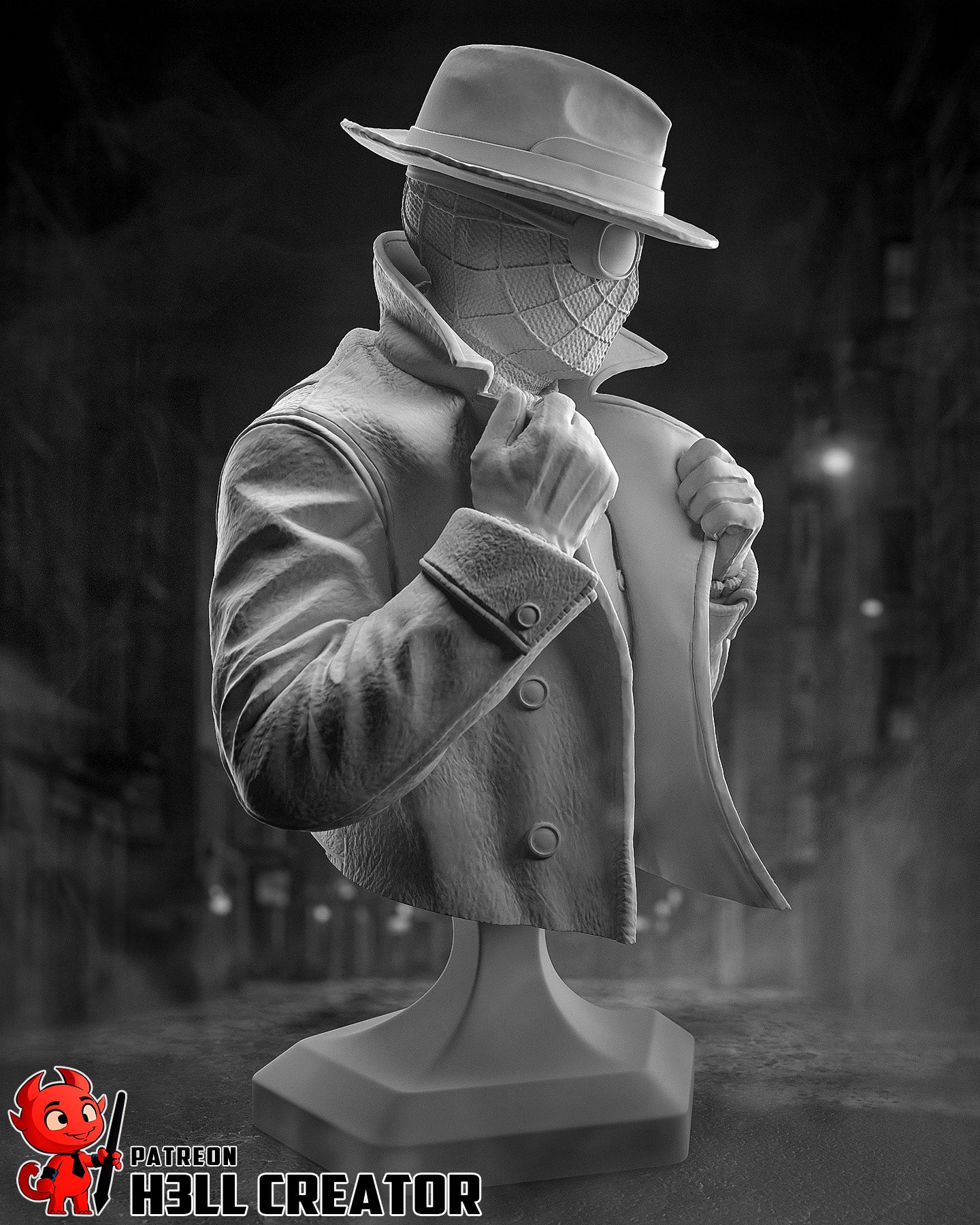 Spider Noir - 3D printed Statue / Bust Model Kit - 10 Scale