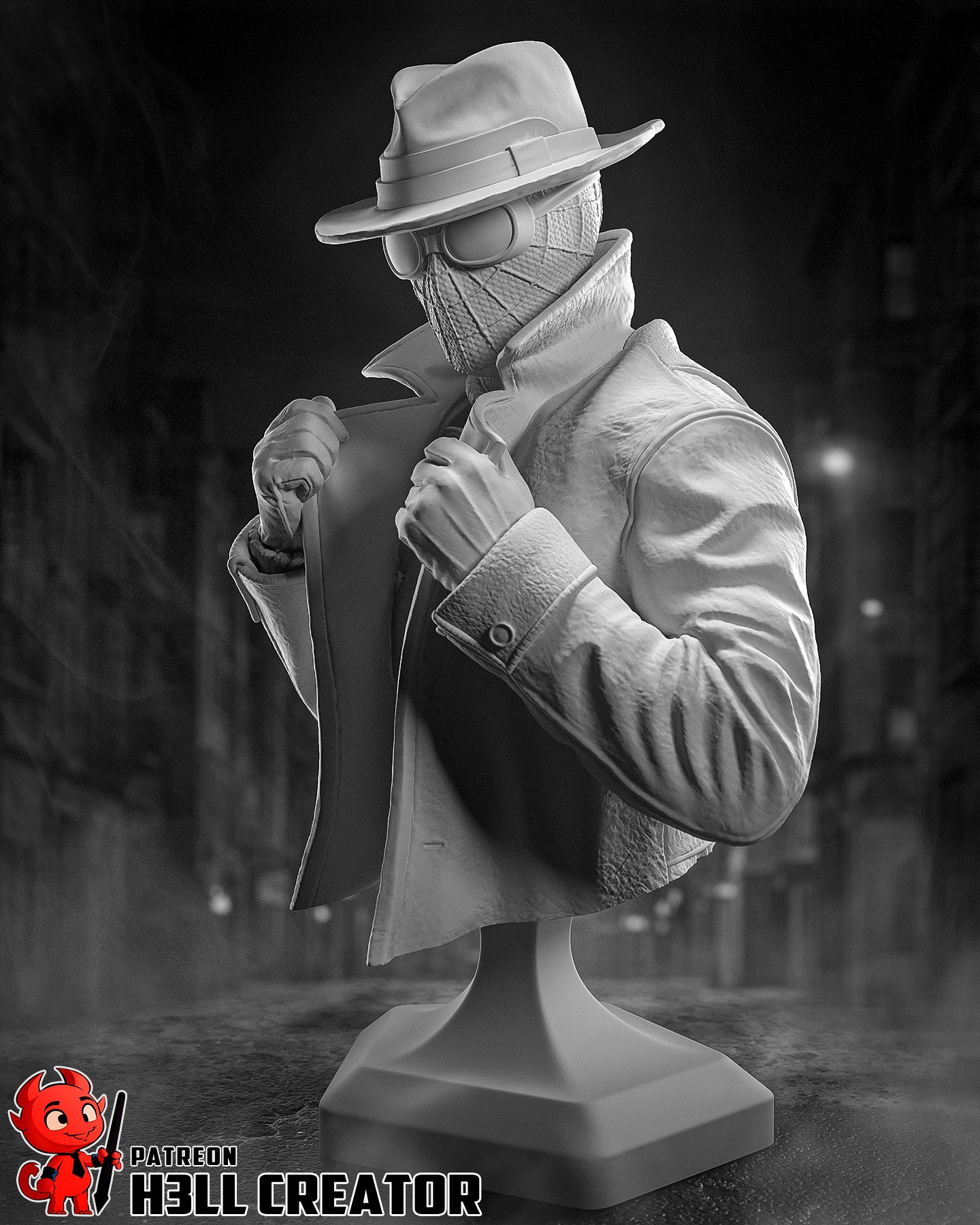 Spider Noir - 3D printed Statue / Bust Model Kit - 10 Scale