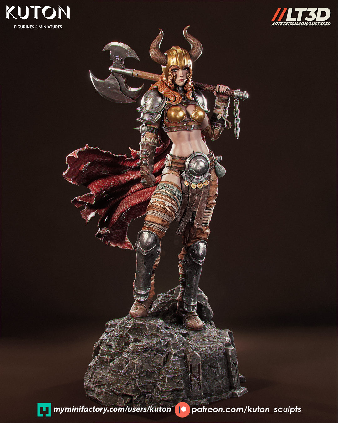 Thyra Warrior Queen 3D Printed Scuplt Printed Model Kit -  10 scale