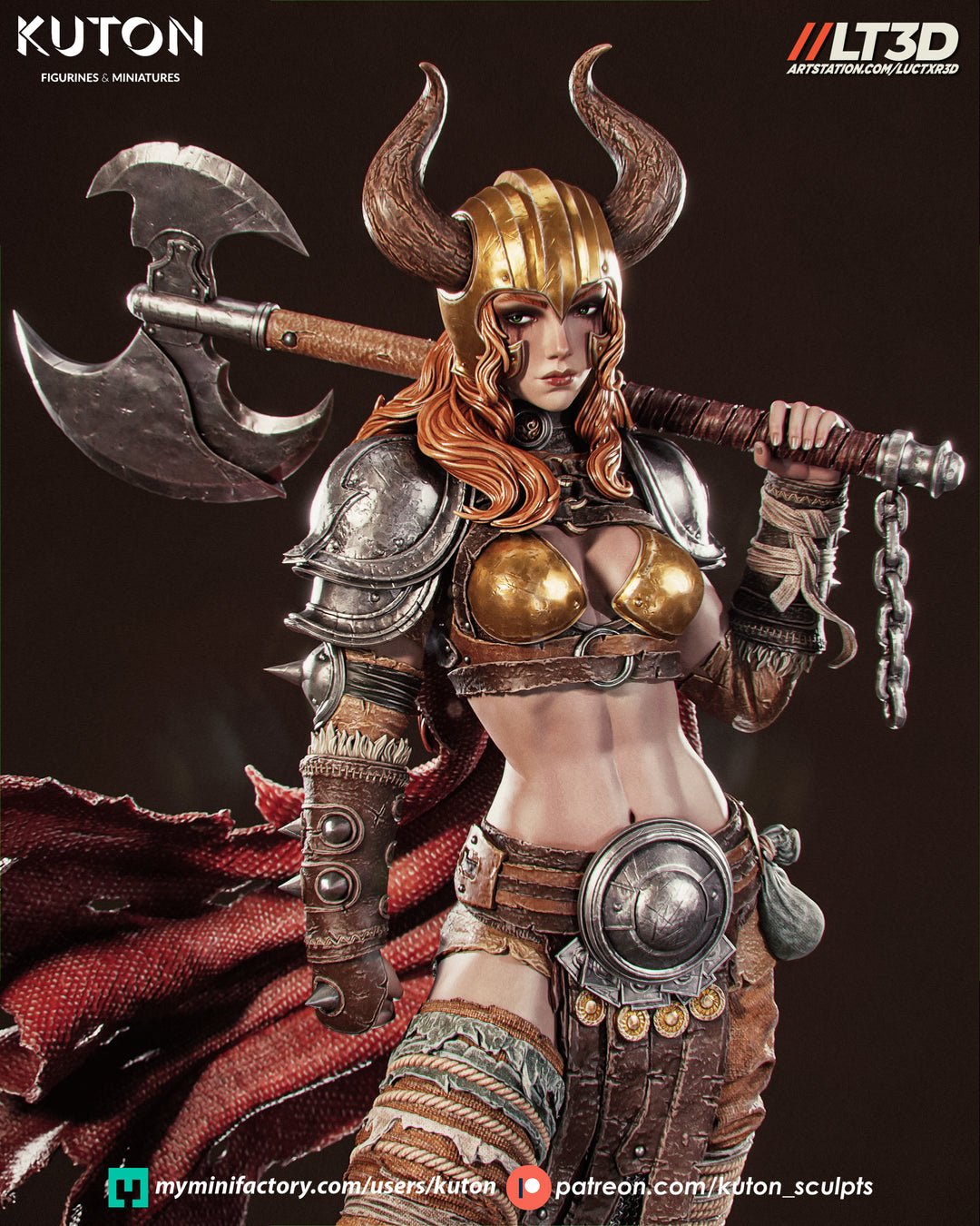 Thyra Warrior Queen 3D Printed Scuplt Printed Model Kit -  10 scale