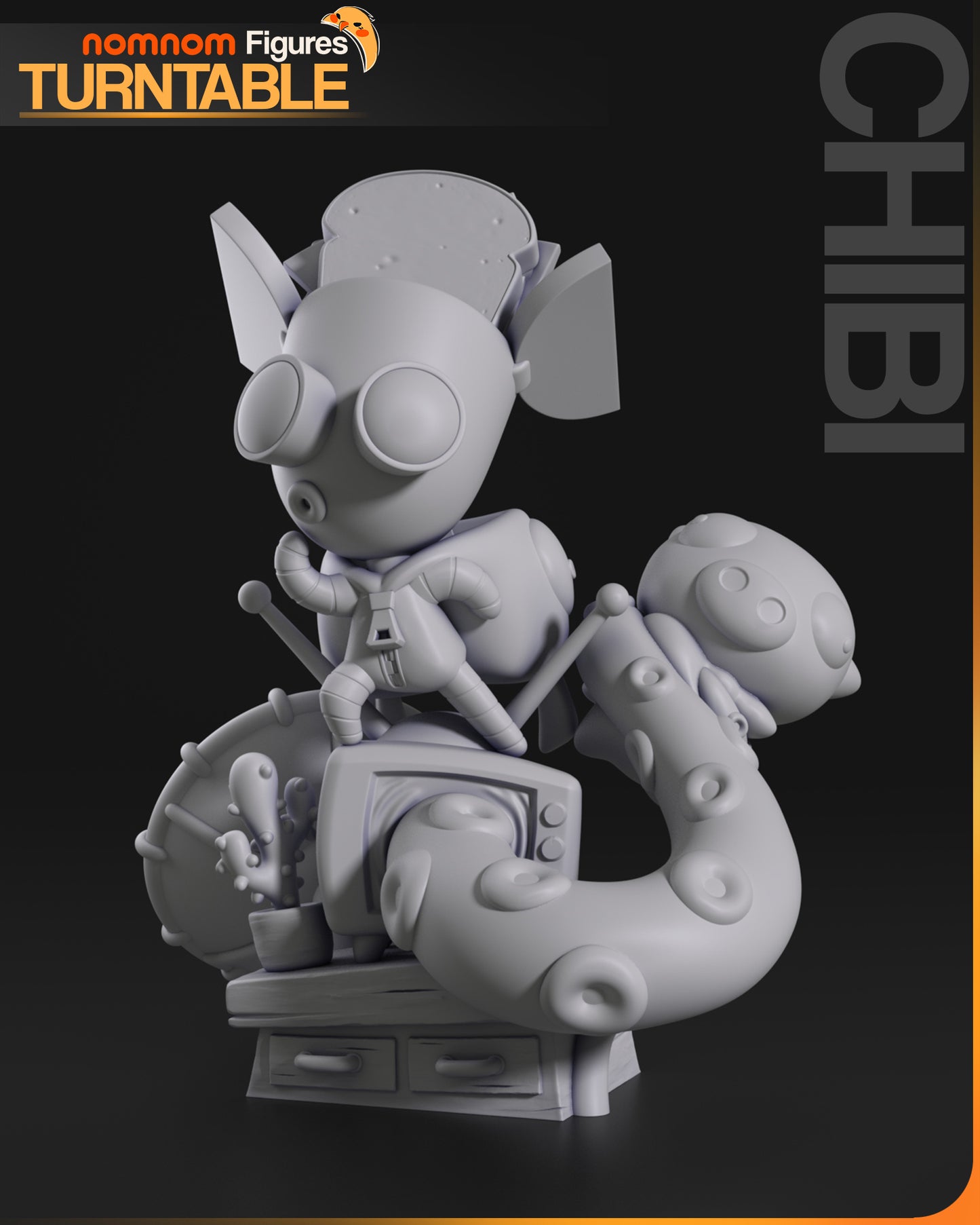 Chibi Gir (Invader Zim) 3d Printed Model Kit
