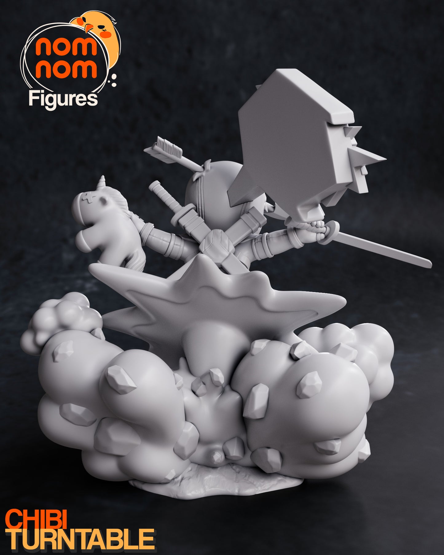 Deadpool (Chibi) - 3D Print - Model Kit - (Nom Nom)