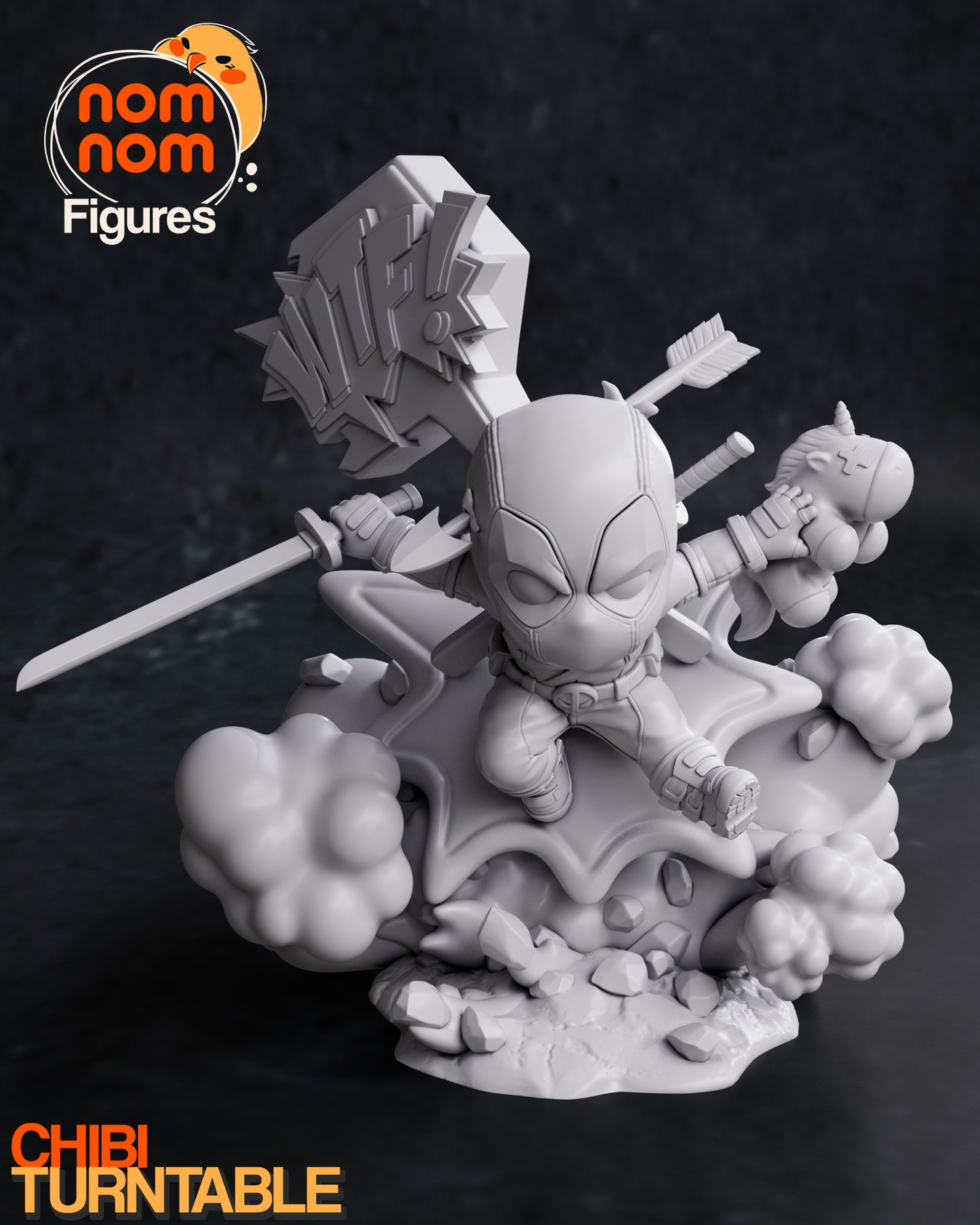 Deadpool (Chibi) - 3D Print - Model Kit - (Nom Nom)