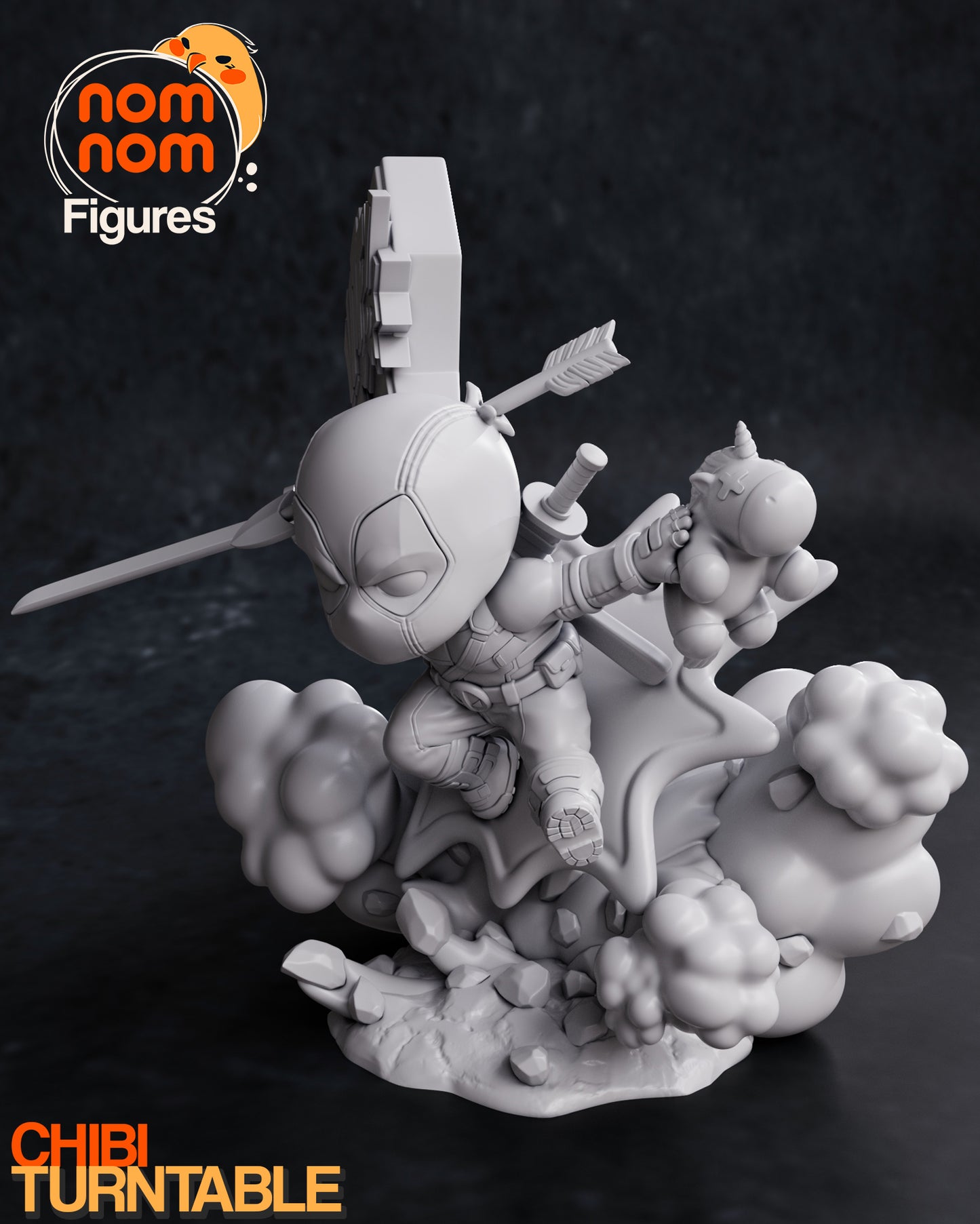Deadpool (Chibi) - 3D Print - Model Kit - (Nom Nom)