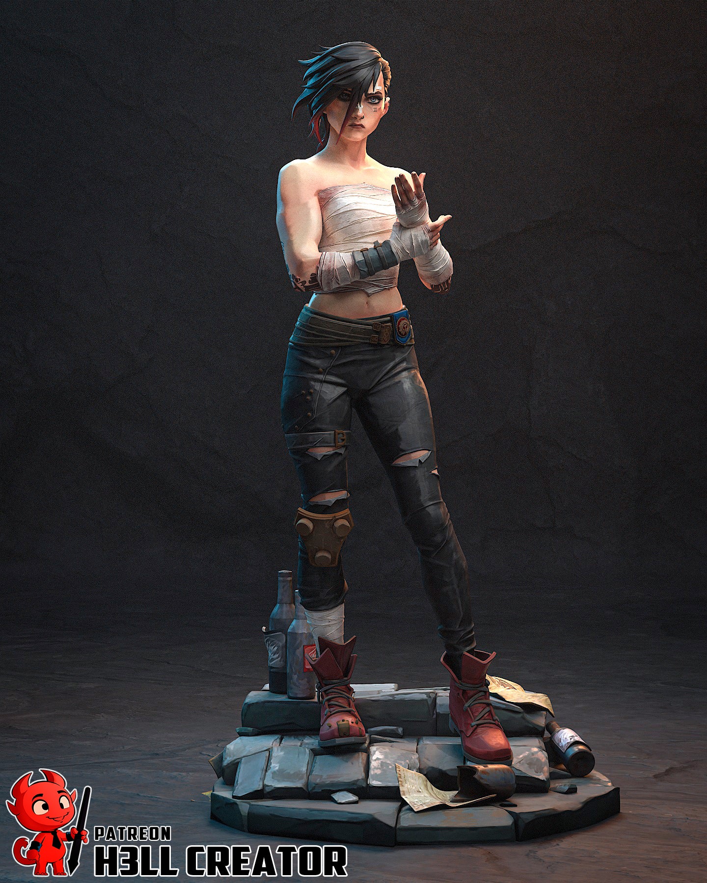 Vi (Arena Fighter) 3D Printed Bust and Statue Model Kit - 1:10 Scale