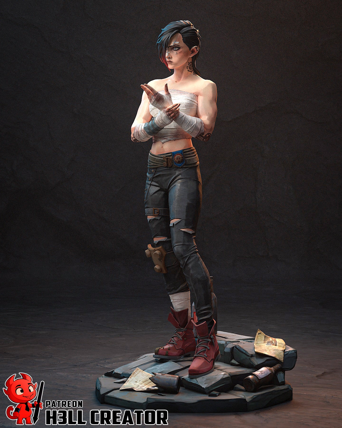 Vi (Arena Fighter) 3D Printed Bust and Statue Model Kit - 1:10 Scale